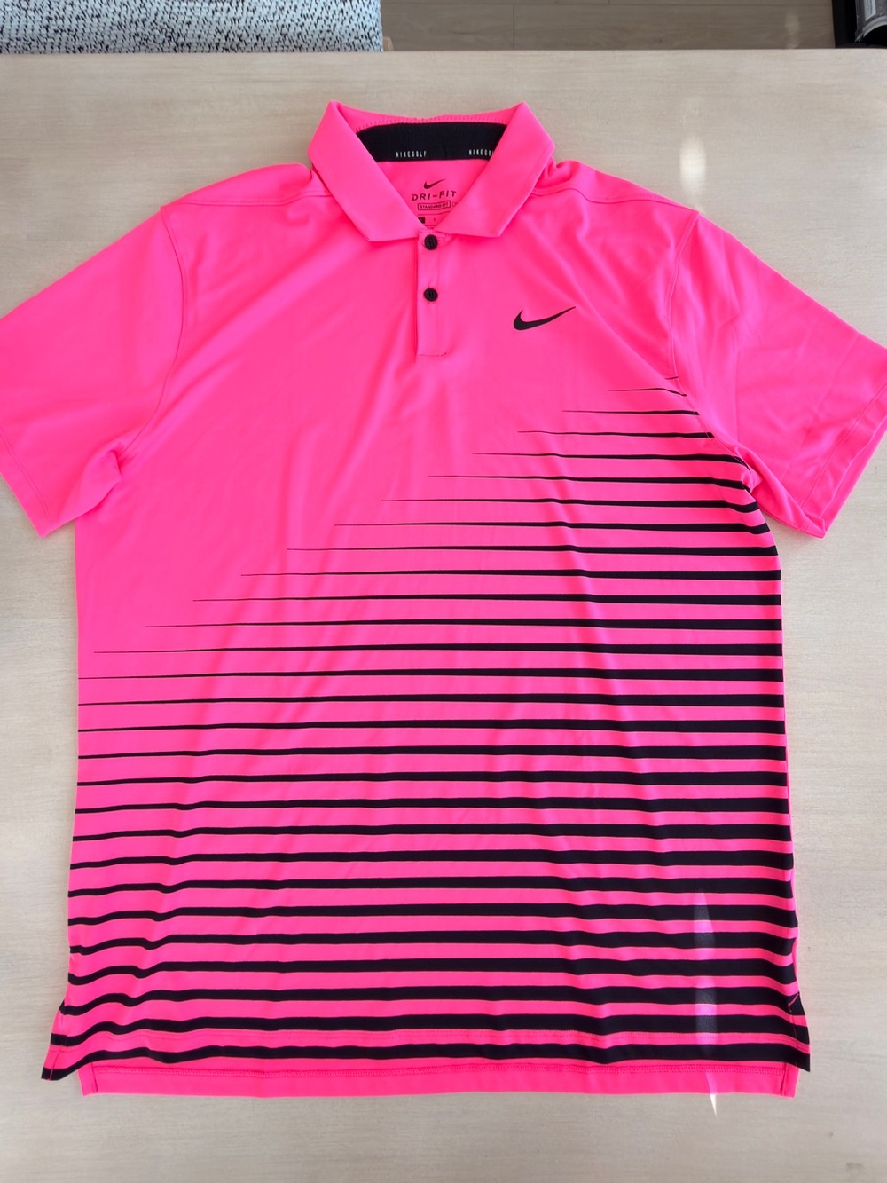 Nike Men’s Dri-FIT Pink Striped Golf Polo